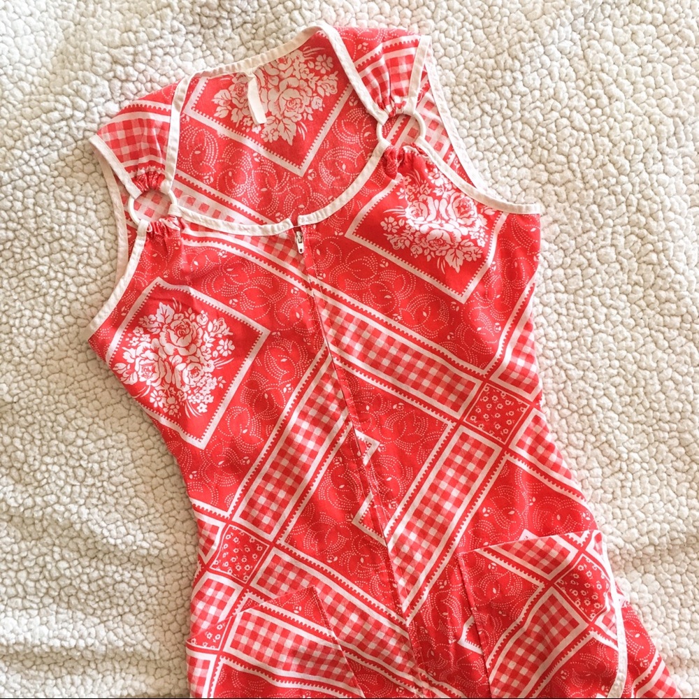 [vintage] Red zipper front sundress